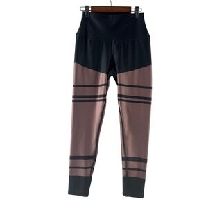 Alo Yoga Womens High Waist Moto Style Leggings Black Bronze Metallic Size M